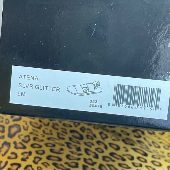 Bebe Atena Silver Giltter Stretch Sandals NWT Sz9 - Picture 4 of 16